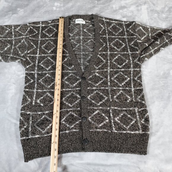 Vintage Career Club Geometric Cardigan Sweater Mens Large Grandpa Style Knit 90s - Picture 7 of 8